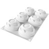 Splash 110 Silikomart: stampo silicone 6 tortine a sfera di ø71xh36,5 mm Splash 110 Silikomart: stampo silicone 6 tortine a sfera di ø71xh36,5 mm