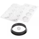 Kit tarte ring Honoré ø8 cm Silikomart: 8 anelli tondi microforati per basi crostatine e stampo silicone top ø7xh1,3 cm