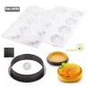 Kit tarte ring Honoré ø8 cm Silikomart: 8 anelli tondi microforati per basi crostatine e stampo silicone top ø7xh1,3 cm