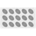 Pleincoeur Oval 28 Silikomart: stampo in silicone bianco per 15 mignon, mini porzioni ovali, 53x36xh25 mm