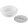 Kit Love 360 Silikomart: stampo in silicone bianco forma tonda ø12xh3,5 cm con tappetino decoro scritta love
