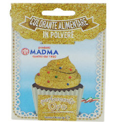 Colorante in polvere sparkle oro puro o perlescente scintillante, idrosolubile uso alimentare in bustina da 3 g di Madma