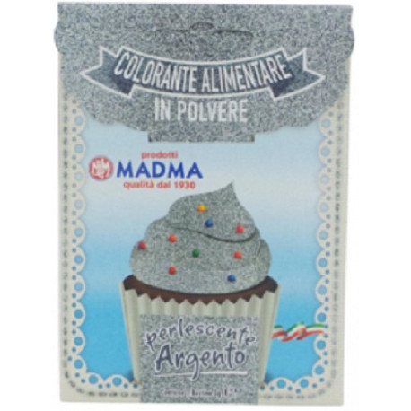 Colorante in polvere sparkle argento puro o perlato scintillante, concentrato, idrosolubile, alimentare in bustina da 3 g Colorante in polvere sparkle argento puro o perlato scintillante, concentrato, idrosolubile, alimentare in bustina da 3 g