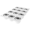 Secret 40 Silikomart: stampo in silicone bianco effetto 3D per 12 mini porzioni bicchierini di ø4,5xh3,6 cm e volume 4 cl Secret 40 Silikomart: stampo in silicone bianco effetto 3D per 12 mini porzioni bicchierini di ø4,5xh3,6 cm e volume 4 cl