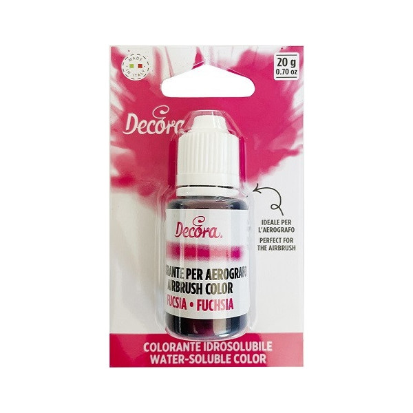 Colorante idrosolubile liquido fucsia, ad uso alimentare, per aerografo, 20 g da Decora