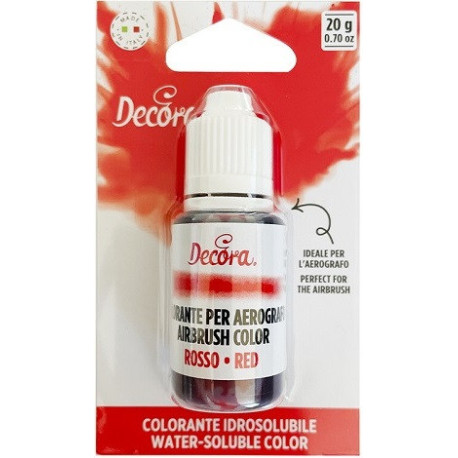 Colorante idrosolubile liquido rosso, ad uso alimentare, per aerografo, 20 g da Decora