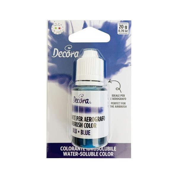 Colorante idrosolubile liquido blu, ad uso alimentare, per aerografo, 20 g da Decora