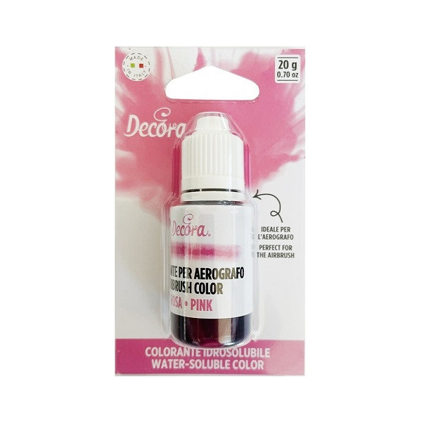 Colorante idrosolubile liquido rosa, ad uso alimentare, per aerografo, 20 g da Decora