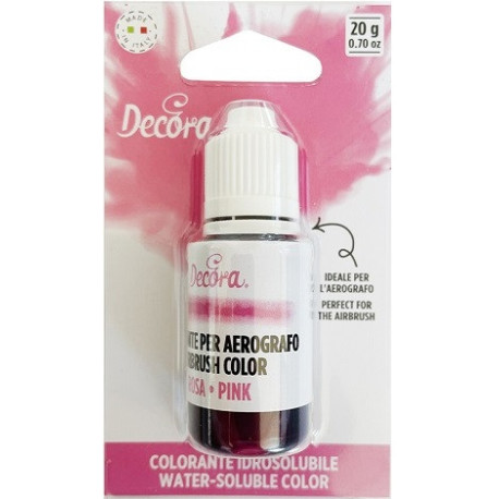 Colorante idrosolubile liquido rosa, ad uso alimentare, per aerografo, 20 g da Decora Colorante idrosolubile liquido rosa, ad uso alimentare, per aerografo, 20 g da Decora