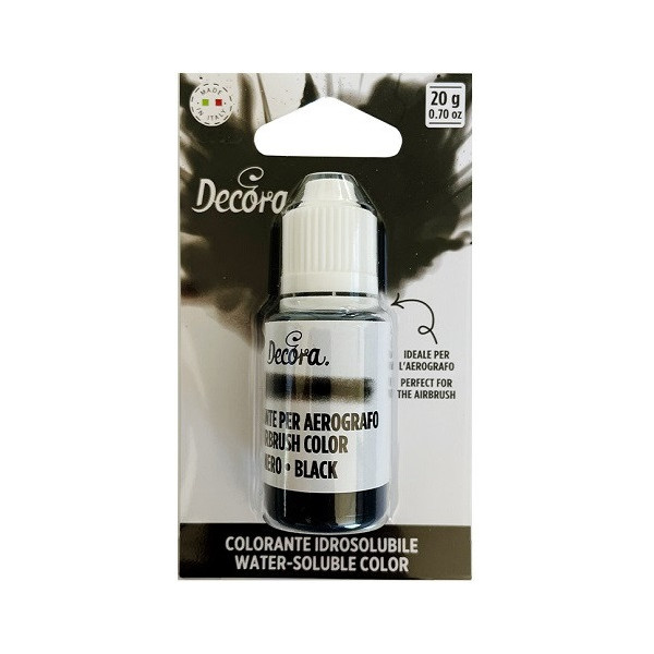 Colorante idrosolubile liquido nero, ad uso alimentare, per aerografo, 20 g da Decora