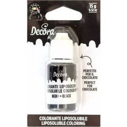 Colorante Alimentare Liquido Liposolubile Nero Decora (15 g) | Ideale per Cioccolato, Panna e Creme Grasse