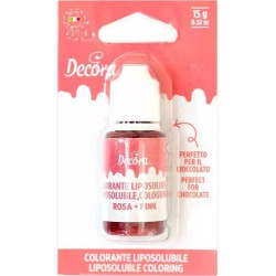 Colorante Alimentare Liquido Liposolubile Rosa Decora (15g) | Ideale per Cioccolato, Panna e Creme Grasse