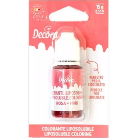 Colorante liposolubile liquido rosa per uso alimentare in bottiglia da 15 g di Decora Colorante liposolubile liquido rosa per uso alimentare in bottiglia da 15 g di Decora
