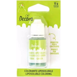 Colorante Alimentare Liquido Liposolubile Verde Decora (15 g) | Ideale per Cioccolato, Panna e Creme Grasse