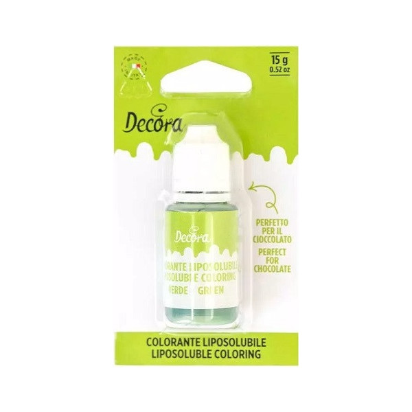 Colorante liposolubile liquido verde, ad uso alimentare, da 15 g, di Decora