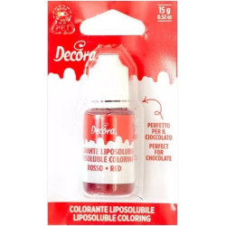 Colorante Alimentare Liquido Liposolubile Rosso Decora (15 g) | Ideale per Cioccolato, Panna e Creme Grasse