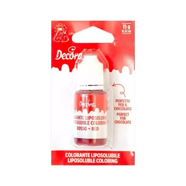 Colorante liposolubile liquido rosso, ad uso alimentare, da 15 g, di Decora