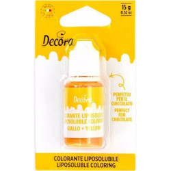 Colorante Alimentare Liquido Liposolubile Giallo Decora (15 g) | Ideale per Cioccolato, Panna e Creme Grasse