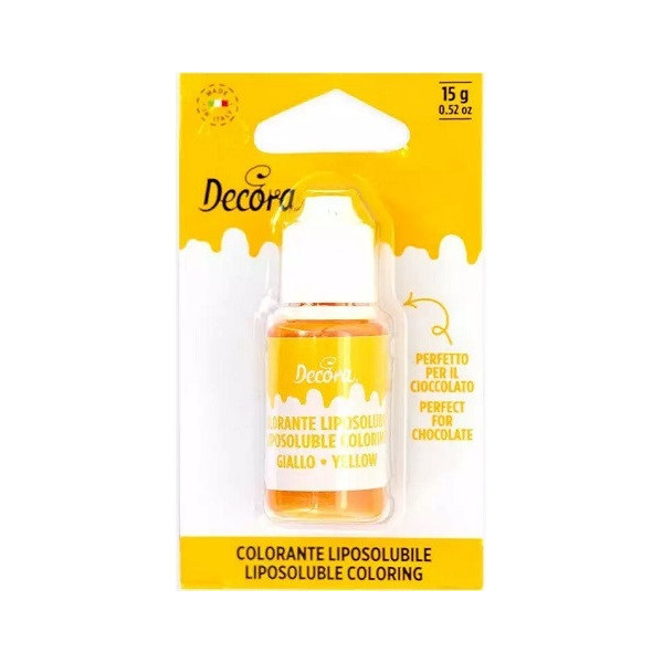 Colorante liposolubile liquido giallo uso alimentare 15 g Decora