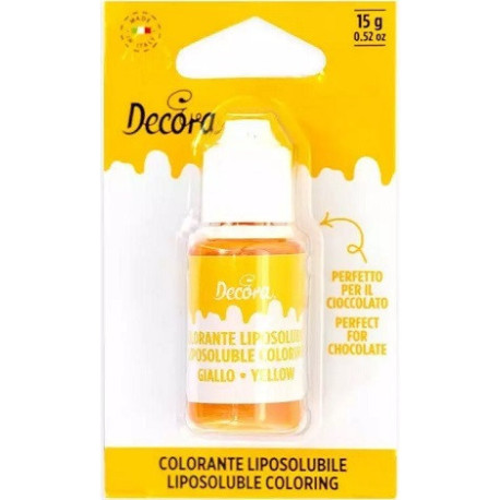 Colorante liposolubile liquido giallo uso alimentare 15 g Decora