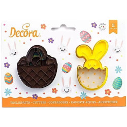 Tagliapasta Cestino e Bunny Decora – Set 2 Cutter in Plastica (Cestino 6×6,5cm + Coniglio 4,5×7,5cm)