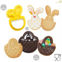 Tagliapasta cestino e bunny Decora: set 2 sagome in plastica a forma di cestino 6x6,5xh2,2 cm e coniglio 4,5x7,5xh2,2 cm