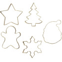 Tagliapasta Fantasie del Natale Decora – Set 5 Cutter in Metallo Dorato per Biscotti, Cioccolato e Paste Modellabili