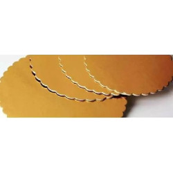 Piatto Ala in Cartoncino Oro (Ø26/34cm) – Disco Sottotorta Sottile Doppia Faccia di Spessore 0,15cm