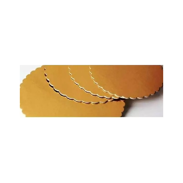 Da ø26 a ø34 cm piatto ala porta-torta in cartoncino color oro h 0,15 cm
