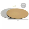 Set di 100 dischi sottotorta accoppiati oro e argento da ø13xh 0,1 cm Set di 100 dischi sottotorta accoppiati oro e argento da ø13xh 0,1 cm