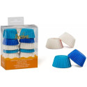 200 Pirottini mini muffin bianchi celesti e blu in carta forno ø32xh22 mm da Decora