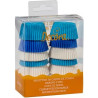 200 Pirottini mini muffin bianchi celesti e blu in carta forno ø32xh22 mm da Decora