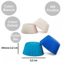 200 Pirottini mini muffin bianchi celesti e blu in carta forno ø32xh22 mm da Decora