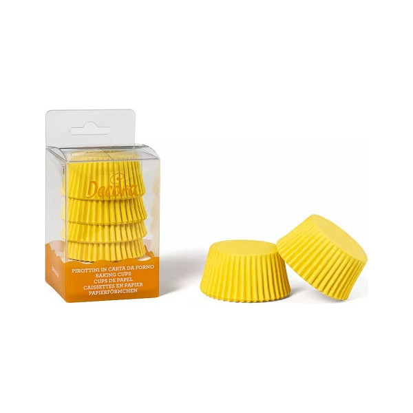 Set 75 pirottini per muffin in carta forno gialla, di diametro 5 cm ed altezza 3,2 cm da Decora