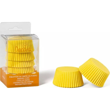 Set 75 pirottini per muffin in carta forno gialla, di diametro 5 cm ed altezza 3,2 cm da Decora