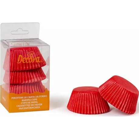 75 Pirottini per muffin in carta forno colore rossa di diametro 5 cm ed altezza 3,2 cm da Decora