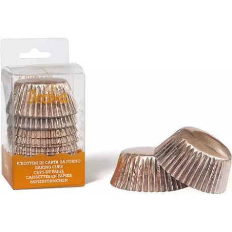 60 Pirottini per muffin in carta forno di colore rose gold di diametro 5 cm ed altezza 3,2 cm da Decora