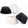 Set di 200 pirottini per mini muffin in carta forno di colore bianco e di colore nero di diametro 32 mm altezza 22 mm da Decora