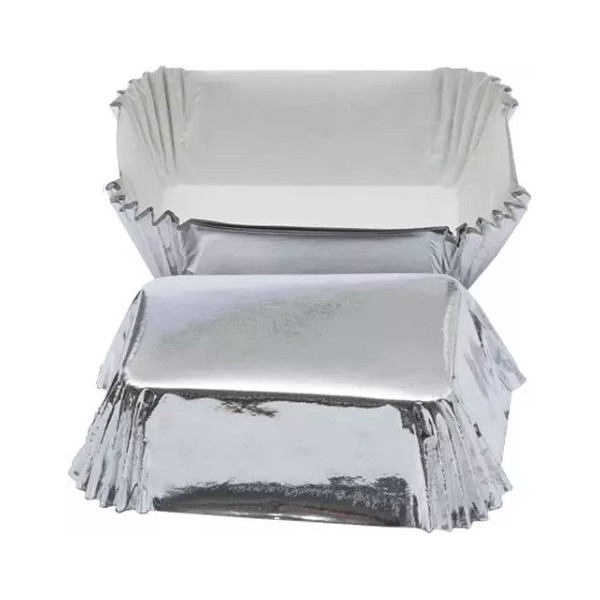Set di 20 pirottini per mini plum-cake in carta forno antiaderente color argento da 8x5xh3,2 cm di Decora