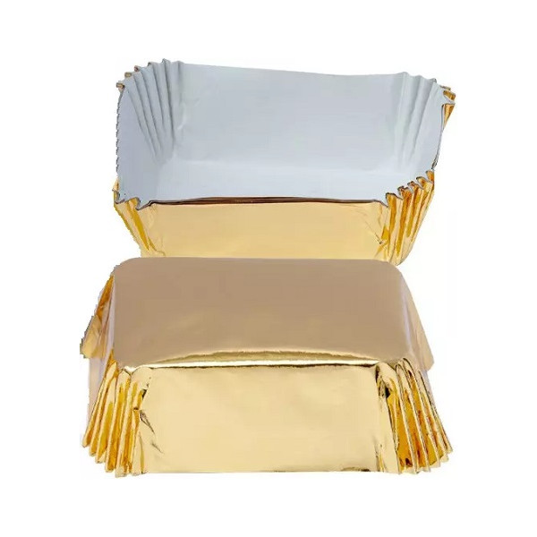 Set di 20 pirottini per mini plum-cake in carta forno antiaderente color oro da 8x5xh3,2 cm di Decora
