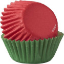 Wilton Pirottini Mini Muffin Natalizi Rossi e Verdi (100 Pz) – Carta Forno Antiaderente per Cottura Professionale (Ø3,2×H2,2cm)
