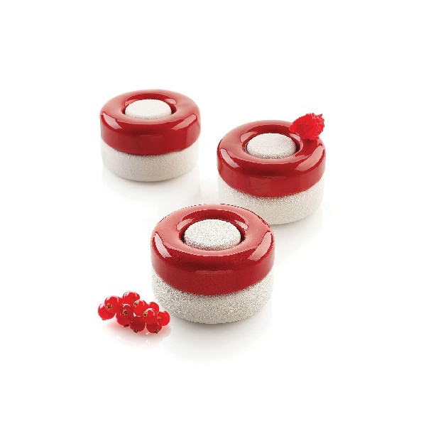 Game 115 Silikomart: set 2 stampi in silicone bianco per semifreddi ad incastro ø6,5xh4 cm
