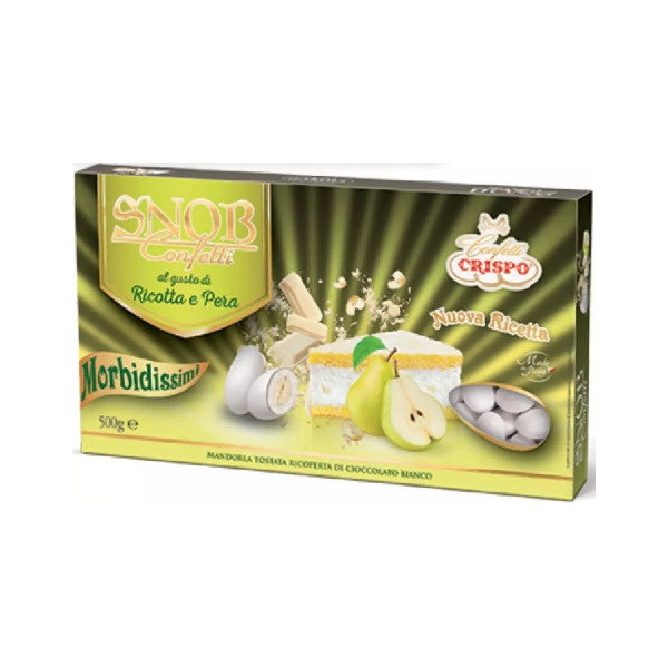 Confetti snob ricotta e pera da 500 g: confetti bianchi Crispo ideali per confettata