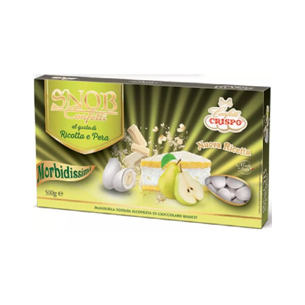 Confetti snob ricotta e pera da 500 g: confetti bianchi Crispo ideali per confettata