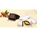 Snob cioccolato fondente Crispo 1 Kg: confetti bianchi con mandorla intera tostata