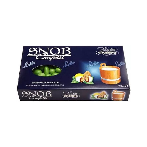 Snob verde al latte Crispo 1 Kg: confetti verdi alla mandorla e cioccolato al latte ideali per fidanzamento o promessa