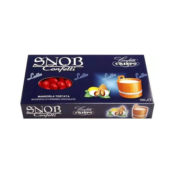 Snob rossi al latte Crispo 1 Kg: confetti rossi alla mandorla e cioccolato al latte ideali per laurea