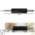 Mattarello girevole largo in acciaio con rivestimento antiaderente liscio, ø7,5x47 cm da Decora