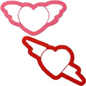 Tagliapasta Love Decora set cuore con ali e cuore con freccia in plastica