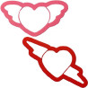 Tagliapasta Love da Decora: set 2 tagliapasta in plastica cuore con ali e cuore con freccia Tagliapasta Love da Decora: set 2 tagliapasta in plastica cuore con ali e cuore con freccia